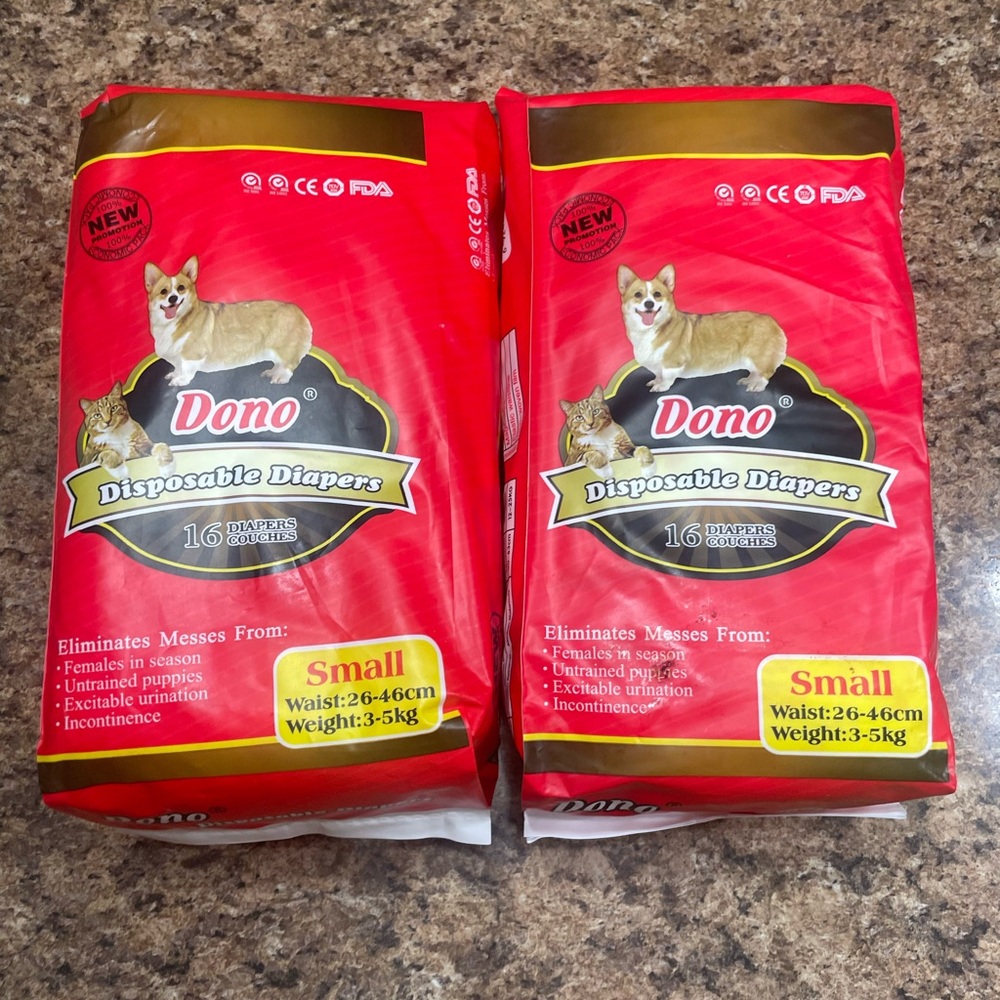 NEW Dono Disposable Diapers for Small Pets 2 Bags of 16